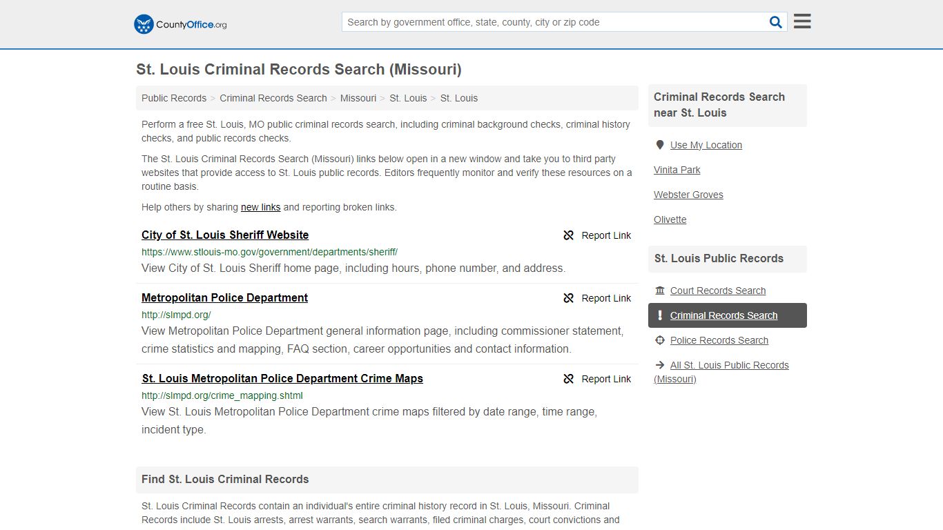 St. Louis Criminal Records Search (Missouri) - County Office